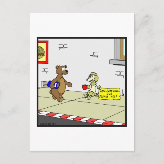 Nicht arbeitendes Hund: Hunde-Cartoon Postkarte (Vorderseite)