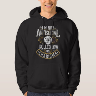 Nicht asozial, gerollte niedrige Charisma lustig Hoodie