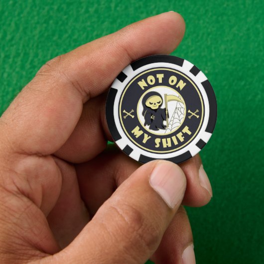 Nicht auf meiner Schicht Grim Sensenmann Halloween Pokerchips (Hand)