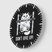 Nicht aufgeben - Funny Gym Cat Motivierend Spaß Große Wanduhr (Winkel)