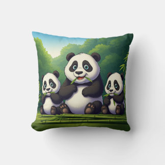 Nicht aufhören, nicht aufhören: Pandas auf Bambus Kissen