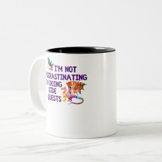Nicht aufschieben von Side Quests Funny RPG Gamer Zweifarbige Tasse (Vorderseite Links)