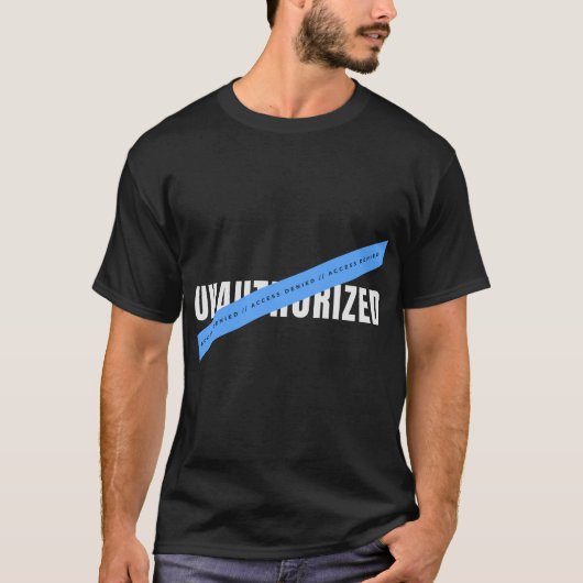 Nicht autorisierte Tech-Typografie-Design T-Shirt (Vorderseite)