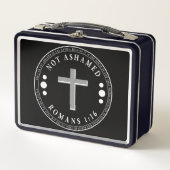 Nicht beschämt durch das Evangelium Christlich Ver Metall Brotdose (Vorderseite)