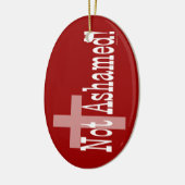 Nicht beschämt! Römer-1:16 (mit Kreuz) Keramikornament (Links)