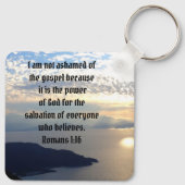 Nicht beschämt von der Bibel Verse Römer 1:16 Schlüsselanhänger (Rückseite)