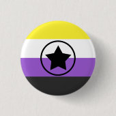 Nicht-Binär-/Enby-Pride-Flag mit einem Star in ein Button (Vorderseite)