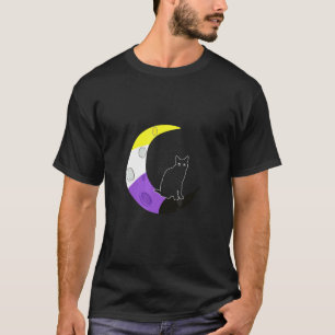 Nicht Binär Nicht Binär Mond Katze Lgbt Agender T-Shirt