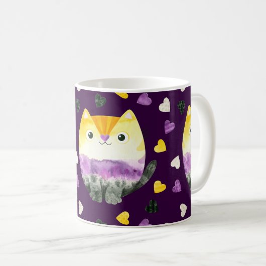 Nicht binäre Cat-Tasse Kaffeetasse (VorderseiteRechts)