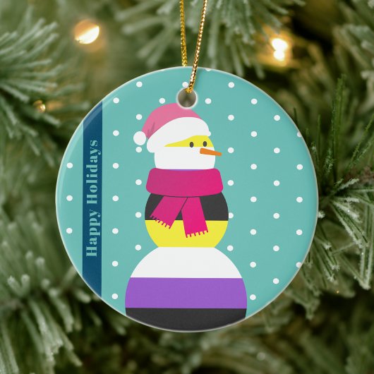 Nicht binäre Fahne Weihnachtsgeschenk Schneemann O Keramik Ornament