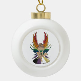 Nicht-binäre Fee Keramik Kugel-Ornament