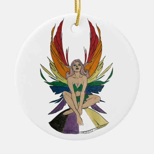 Nicht-binäre Fee Keramik Ornament (Vorne)