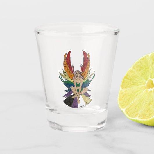 Nicht-binäre Fee Schnapsglas (Vorderseite)