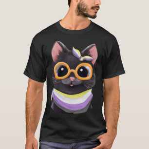 Nicht binäre Flag-Farben - eine Niedliche Katze fü T-Shirt