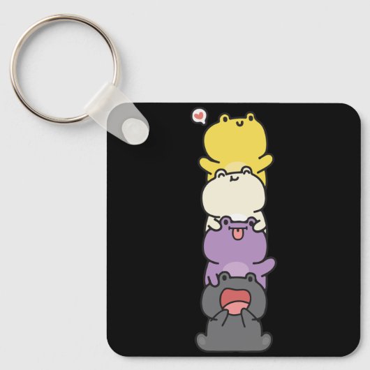 Nicht binäre Flag-Farbfrosche Subtile Enby Prix Ni Schlüsselanhänger (Vorderseite)