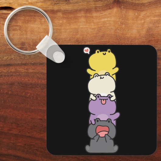 Nicht binäre Flag-Farbfrosche Subtile Enby Prix Ni Schlüsselanhänger (Vorderseite)