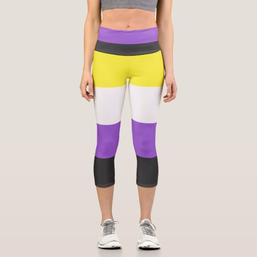 Nicht binäre Flagge Capri Leggings (Vorderseite)