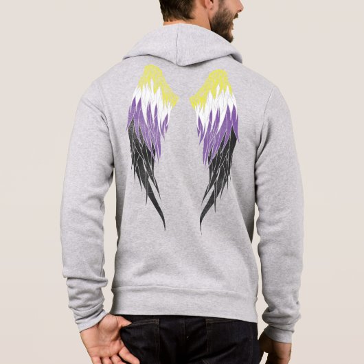 Nicht binäre Flagge - Engel Wings Hoodie (Rückseite)