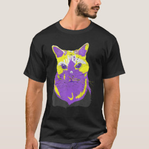 Nicht Binäre Flagge Katze Queer Lgbtq Stolz Monat T-Shirt