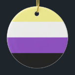 Nicht-Binäre Flagge Keramik Ornament<br><div class="desc">Nicht-Binäre Flagge,  nicht-Binär,  nicht binär,  enby,  nonbinary,  Stolz,  Flagge,  agender,  genderless,  Geschlecht,  pangender,  bigender</div>