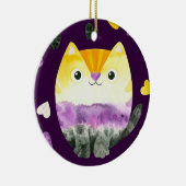 Nicht binäre Katze Keramik Ornament (Rechts)