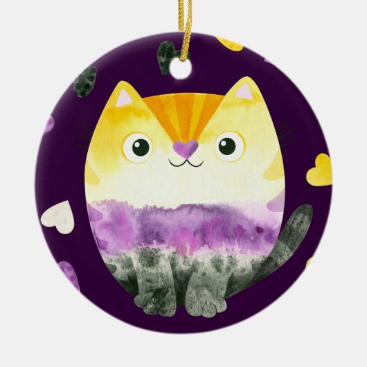 Nicht binäre Katze Keramik Ornament (Vorne)