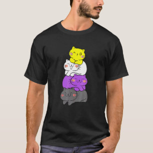 Nicht-binäre Katzenflagge Agender Genderqueer Prid T-Shirt