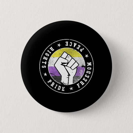 Nicht binäre LGBT-Flagge Emblem W grunge Button (Vorderseite)