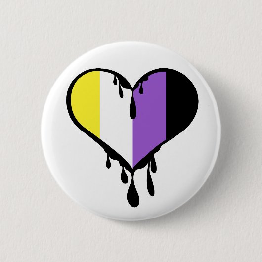 Nicht binäre Pride Dripping Heart Button (Vorderseite)