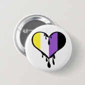 Nicht binäre Pride Dripping Heart Button (Vorne & Hinten)