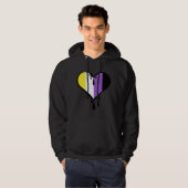 Nicht binäre Pride Dripping Heart Hoodie (Vorne ganz)