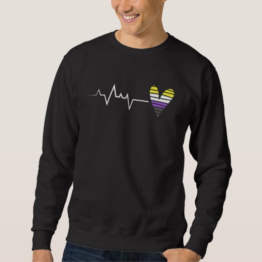 Nicht binäre Prix Heartbeat - Herz-Non-Binary-Flag Sweatshirt (Vorderseite)