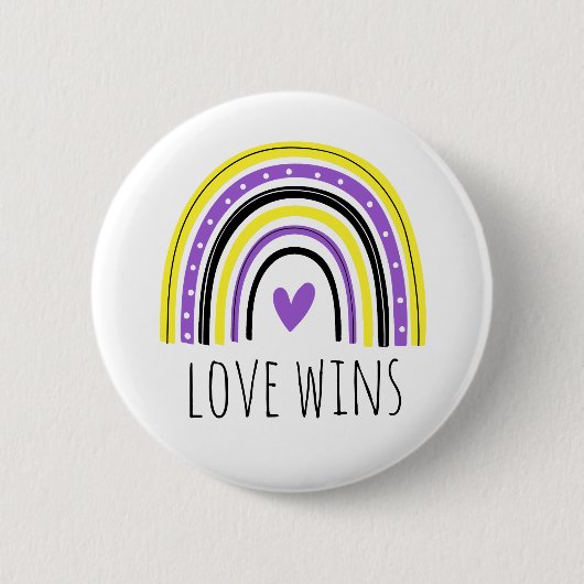 Nicht binäre Prix-Liebe gewinnt LGBT-Regenbogensch Button (Vorderseite)