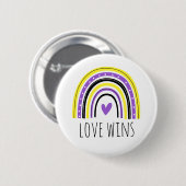 Nicht binäre Prix-Liebe gewinnt LGBT-Regenbogensch Button (Vorne & Hinten)