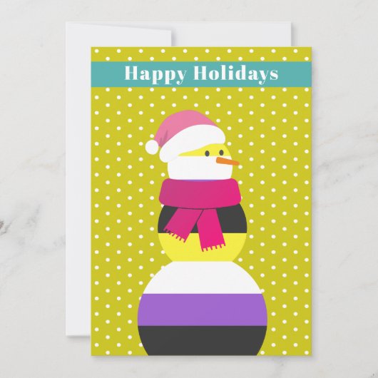 Nicht binäre Schneemannskarte Feiertagskarte (Vorderseite)