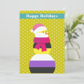 Nicht binäre Schneemannskarte Feiertagskarte (Stehend Vorderseite)