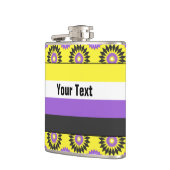 Nicht binäre Stolperflagge mit gelbem Blume Flachmann (Links)