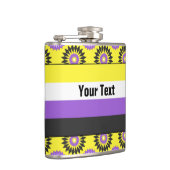 Nicht binäre Stolperflagge mit gelbem Blume Flachmann (Rechts)