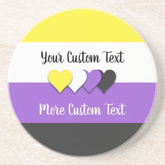 Nicht binäre Stolperflagge mit Herz-Untersetzer Getränkeuntersetzer (Vorne)