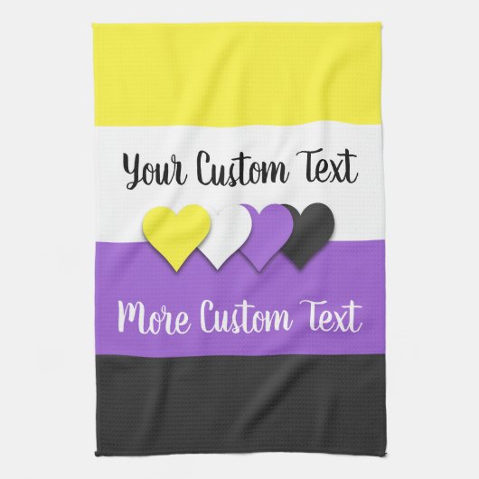 Nicht binäre Stolperflagge mit Herzen Geschirrtuch (Vertikal)