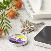 Nicht binäre Stolperflagge mit Herzen Schlüsselanhänger (Seite)