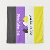 Nicht binäre Stolperflagge mit Herzklopfen Wandteppich (Vorderseite (Horizontal))