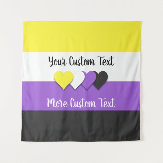 Nicht binäre Stolperflagge mit Herzklopfen Wandteppich (Vorderseite)