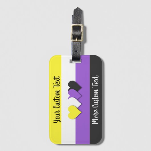 Nicht binäre Stolperflagge mit Text-Gepäckanhänger Gepäckanhänger (Vorderseite Vertikal)