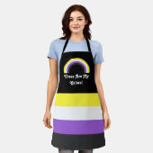 Nicht binäre Stolzflagge und Regenbogen mit Text Schürze (Getragen)