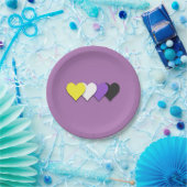 Nicht binäre Stolzherzen Pappteller (Party)