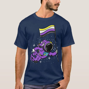 Nicht binärer Astronaut im Weltraum, nicht binärer T-Shirt