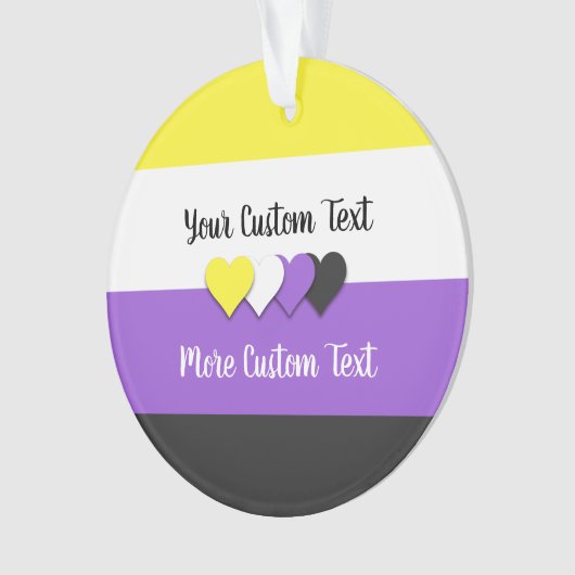 Nicht binärer Stolz-Flag mit Text Ornament (Vorderseite)