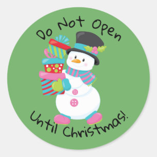 Nicht bis Weihnachten öffnen Runder Aufkleber