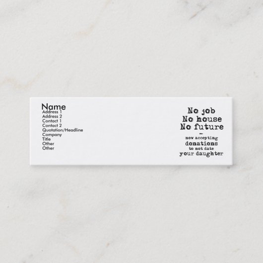 Nicht datieren Sie Ihre Mini Visitenkarte (Vorderseite)